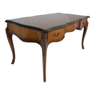 Late 20th Century French Bureau Plat Style Italian 3 Drawer Desk, Bronze Mounts For Sale