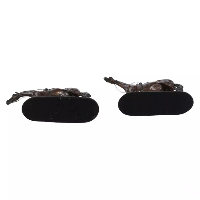 Realism 20th C. Race Horses, Patinated, Jules Moigniez (Fr. 1835-1894), Antique Bronze Statues - Set of 2 For Sale - Image 3 of 12