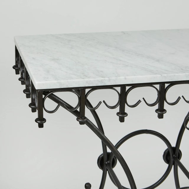 1900 - 1909 Vintage French Pastry Table W/Iron Base + New Marble Top For Sale - Image 5 of 11