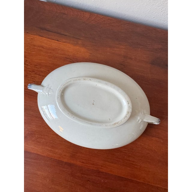 Antique European Blue Flow Porcelain Covered Tureen With Gilt Winged Handles, 19th Century For Sale - Image 4 of 12