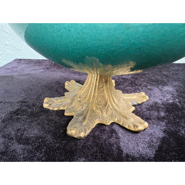 Vintage Israeli Brass & Enameled Pedestal Bowl “God Bless Our Home – Jerusalem”, Circa 1960s For Sale - Image 9 of 11