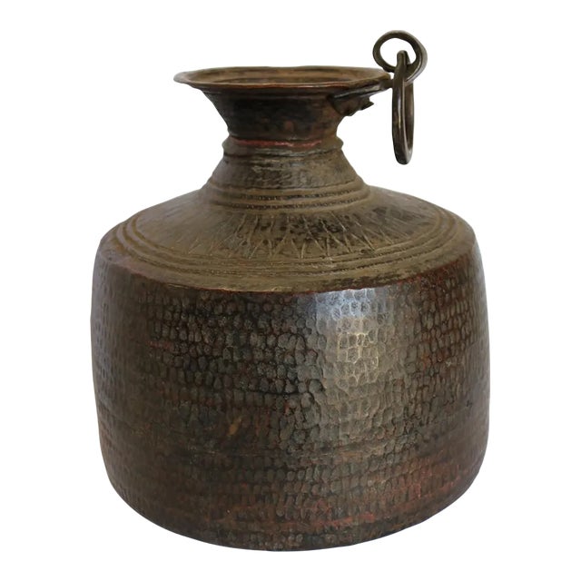Antique Copper Water Container From India For Sale