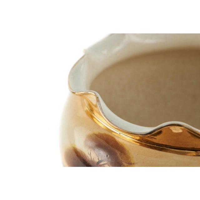 19th Century antique pottery jardinier / planter, having a lovely farmhouse scene to the front with sheep and sheep dog,...