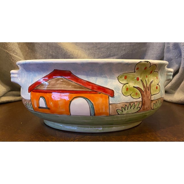 Folk Art Vintage Hand Painted Nino Parrucca Pasta Bowl For Sale - Image 3 of 6