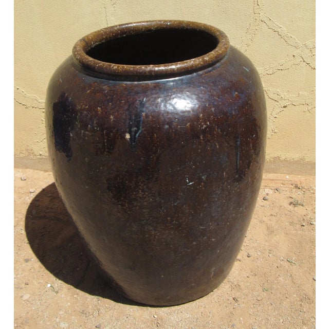 Asian Large Antique South East Asian Wine Storage Martaban Jar For Sale - Image 3 of 12