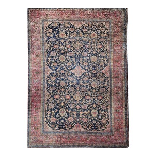 19th Century Oversized Persian Farahan Sarouk Rug, Hand-Knotted Wool, Allover Geometric Design, Navy & Red, 11x17 For Sale