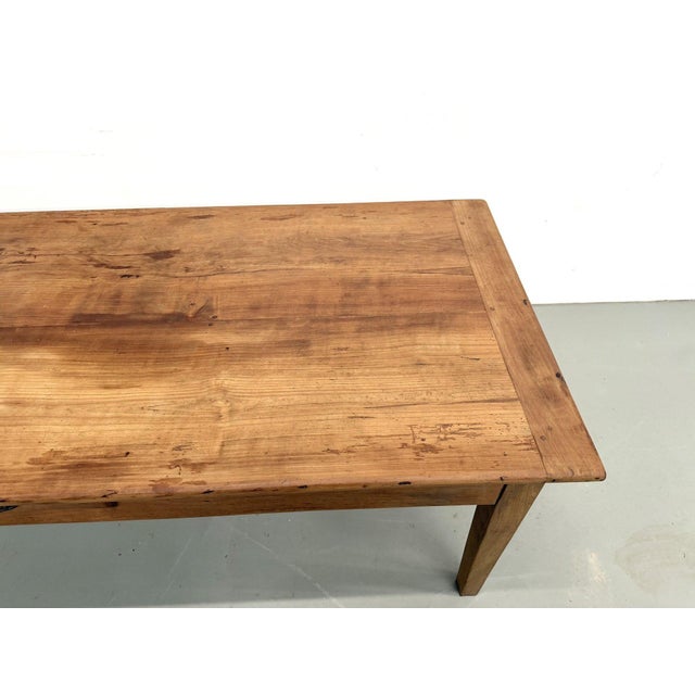 Tan Antique Walnut Dining Table with Tapered Legs and Two Drawers, 1890s For Sale - Image 8 of 18