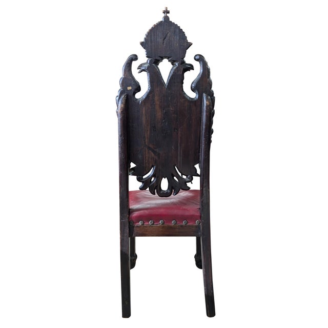 Antique Carved Heraldic Throne, Highback Chair For Sale - Image 4 of 13