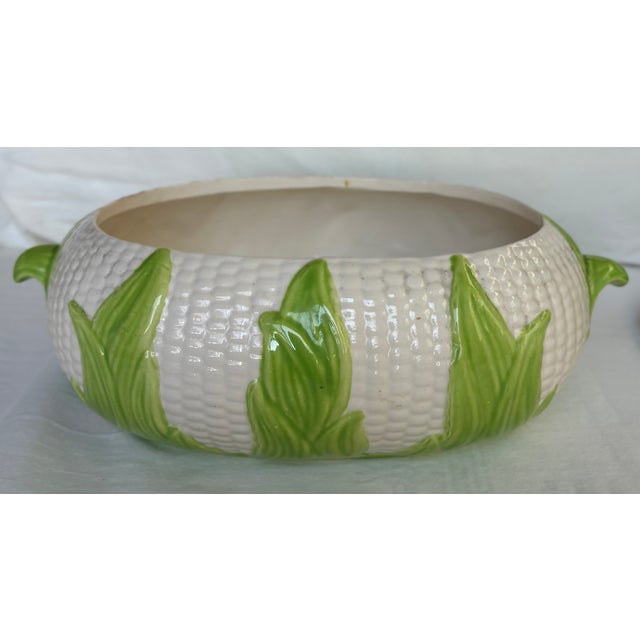 Ceramic 1950's Majolica Trompe-l'Oeil Corn Motif Tureen With Lid, Signed by Artist For Sale - Image 7 of 12