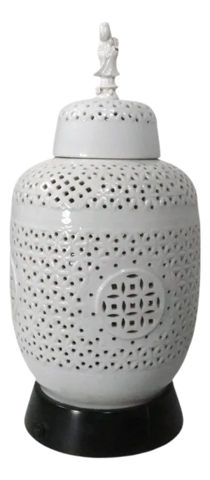 Vintage Chinese Style Blanc De Chine Ginger Jar Form Table Lamp
