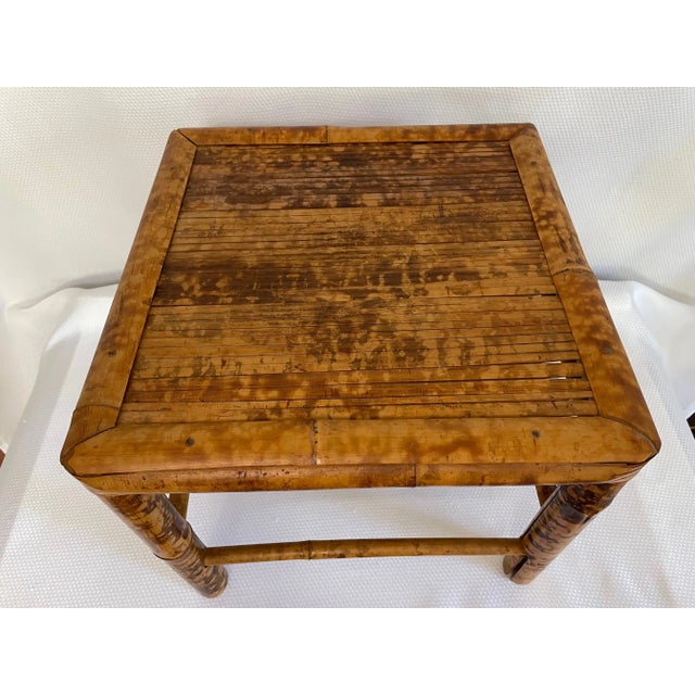 Vintage Burnt Bamboo Nesting Plant Stands / Tables - Set of 3 For Sale - Image 4 of 12