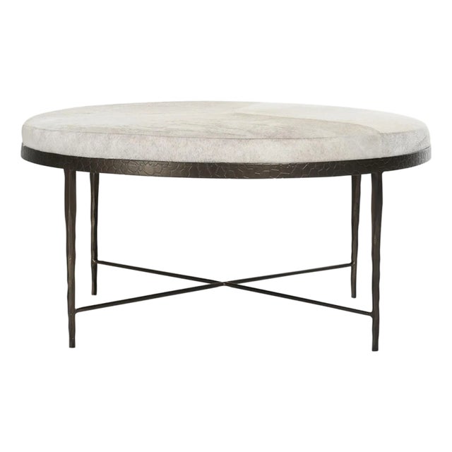Ivory Hide Modern Ottoman Coffee Table For Sale