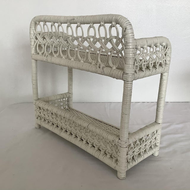 MidCentury Vintage White Wicker Wall Shelf. Chairish