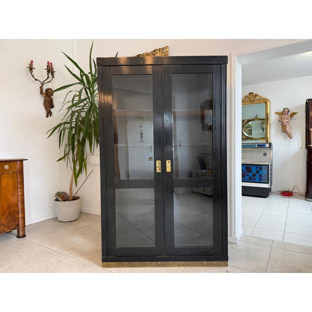 Black Vintage Art Nouveau Display Cabinet, 1920s For Sale - Image 8 of 8