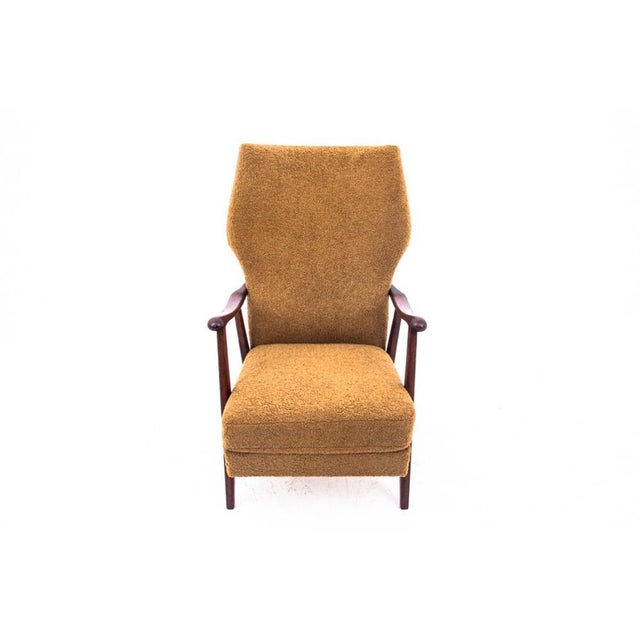 Mid-Century Modern Vintage Yellow Armchair in Bouclé Fabric, Denmark, 1960s For Sale - Image 3 of 12