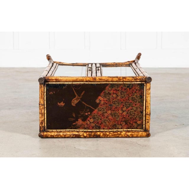 circa 1880 English 19thC Bamboo & Lacquered Glazed Cabinet W65 x D37 x H92 cm l Internal shelf depth 27 cm Weight 19Kg