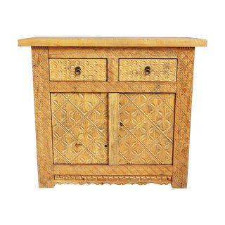 Carved Pine Side Cabinet For Sale