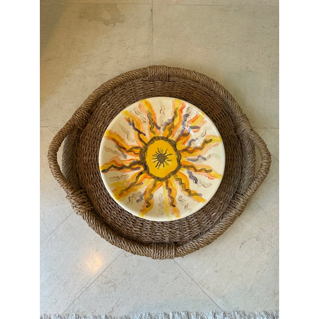 Vintage 12.5” Signed Sunburst Ceramic Pottery Bowl For Sale - Image 10 of 11