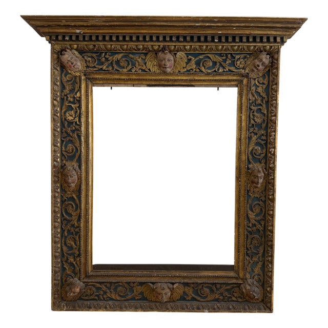 Lombard Frame in Lacquered and Gilded Wood, Early 16th Century For Sale