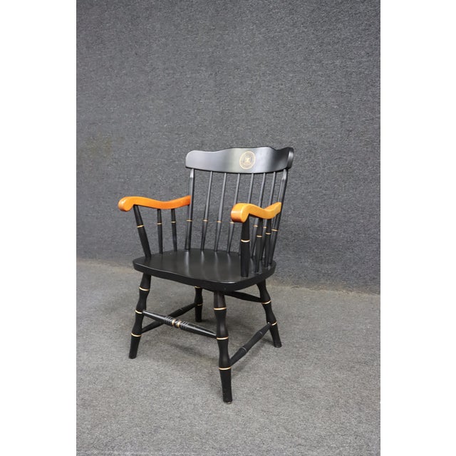 Wood Wake Forest University Bowman Gray School of Medicine Commemorative Windsor Armchair For Sale - Image 7 of 9