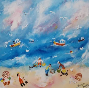Catch of the Day: Contemporary Naive Art Painting by Therese James