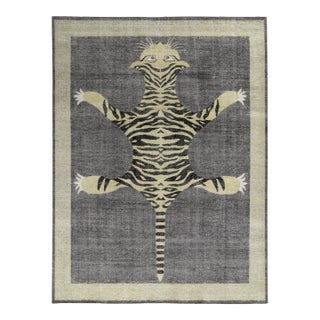 Rug & Kilim’s Oversized Tiger Rug in Charcoal, 13x19 For Sale