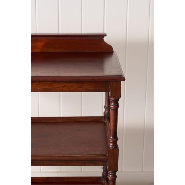 Brown Late 19th Century Victorian English Mahogany 3-Tier Trolley on Casters For Sale - Image 8 of 10