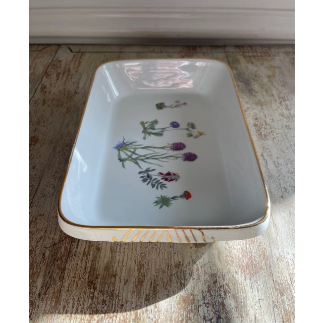 Shabby Chic Vintage Llourioux "Le Faune" Floral Pattern French Stoneware Rectangle Baking Pan For Sale - Image 3 of 8