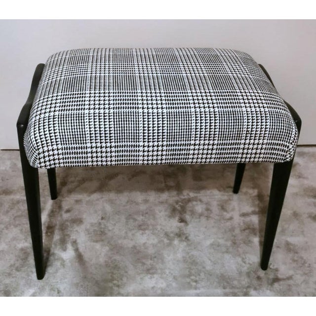 1950s 1950s Art Deco Italian Bench Wood and Fabric Dedar Prince of Wales For Sale - Image 5 of 12