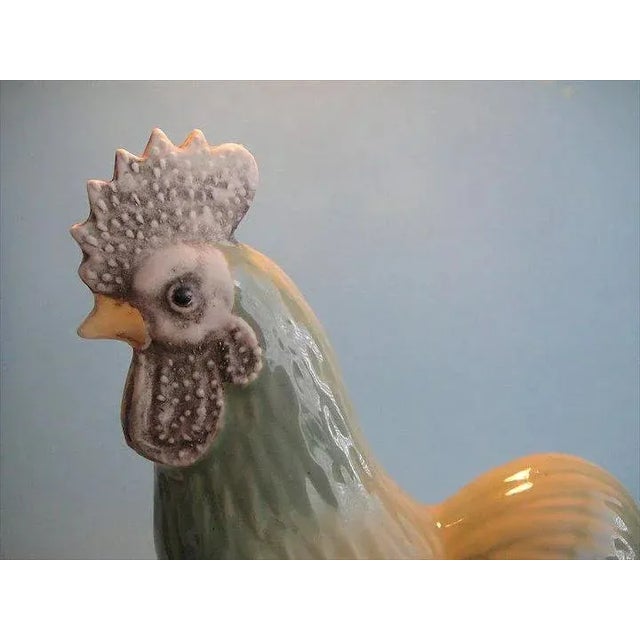 Large Chinese Export Celadon Porcelain Figure of a Chicken or Rooster For Sale - Image 10 of 11