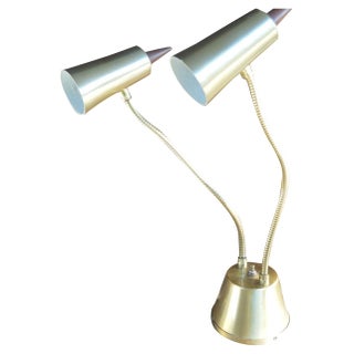 Vintage Double Light Adjustable Desk Lamp For Sale