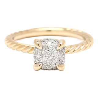 David Yurman .15ctw Diamond Engagement Ring, 18k Yellow Gold, Ring Size 5 For Sale