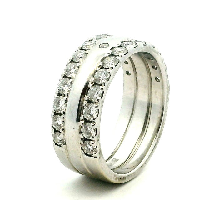 Metal 14k White Gold Diamond Double Row Band — 2.62 Carats, Size 9 For Sale - Image 7 of 9
