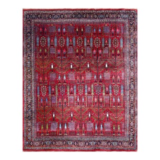 Antique Persian Bijar Garden Design Carpet, 7'6" X 9'5" For Sale