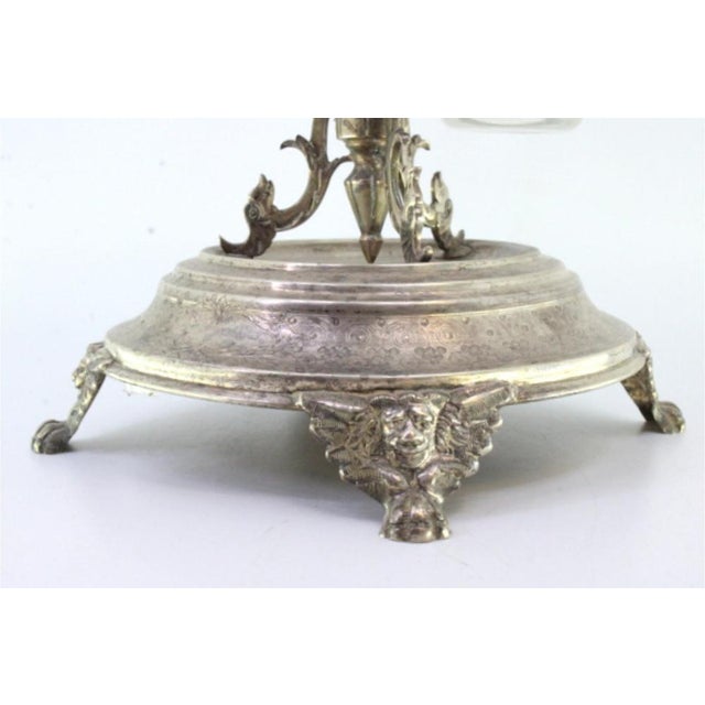 Silver and Glass Cruet Set with Salt Shaker, Pepper Shaker and Mustard Pot, Set of 6 For Sale - Image 4 of 7