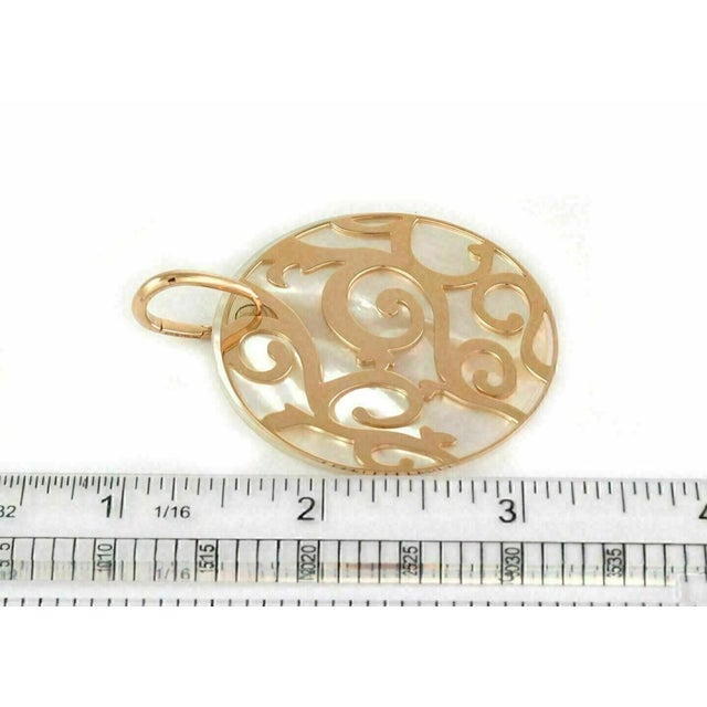 Mid 20th Century Mid 20th Century Mattioli Siriana MOP 18k Rose Gold Lattice & Gem Round Pendant For Sale - Image 5 of 5