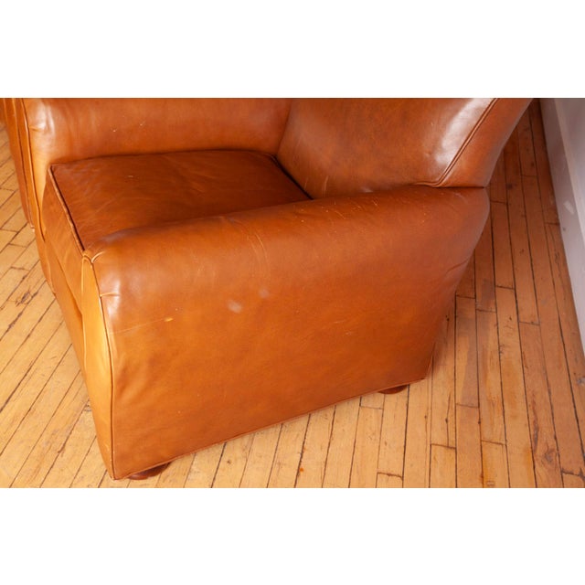 Pair of Art Deco Moustache Leather Club Chairs For Sale - Image 4 of 8
