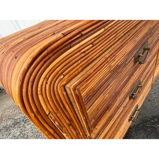 Gabriella Crespi Vintage Gabriella Crespi Style Natural Pencil Reed Coastal Dresser For Sale - Image 4 of 8