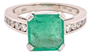 Diamond Emerald Ring 14Karat Gold 2.55 TCarat Women Certified