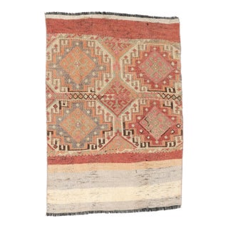 Vintage Embroidered Decorative Kilim Rug - 2`8″ X 4`0″ For Sale