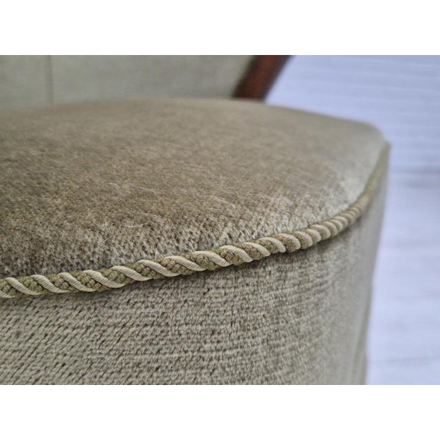 Scandinavian Armchair in Velour with Beech Wood Legs, 1960s For Sale - Image 6 of 18