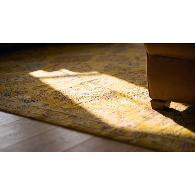 Rare and Beautiful Floral Design on Yellow-Mustard Background Color Antique Indian Lahore Rug For Sale - Image 9 of 10