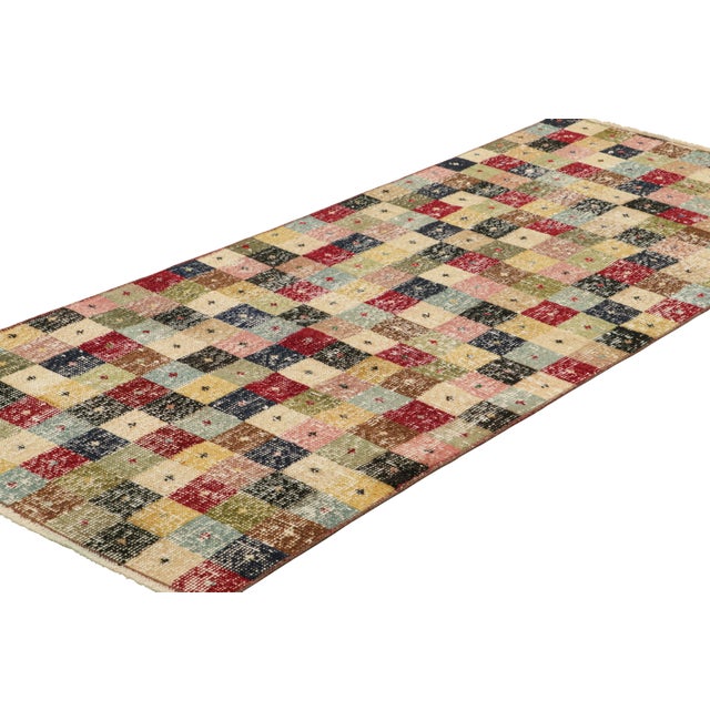 Rug & Kilim Vintage Zeki Müren Runner in Polychromatic Cubist Patterns, From Rug & Kilim For Sale - Image 4 of 7