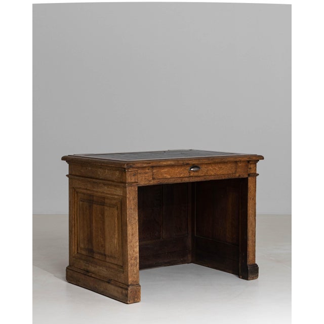 1870s French Neoclassical Oak Desk With Oilcloth Top For Sale - Image 10 of 18