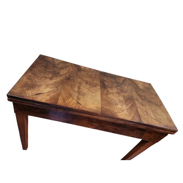 Biedermeier 19th Century Biedermeier Walnut Flip Top Tea Table For Sale - Image 3 of 10