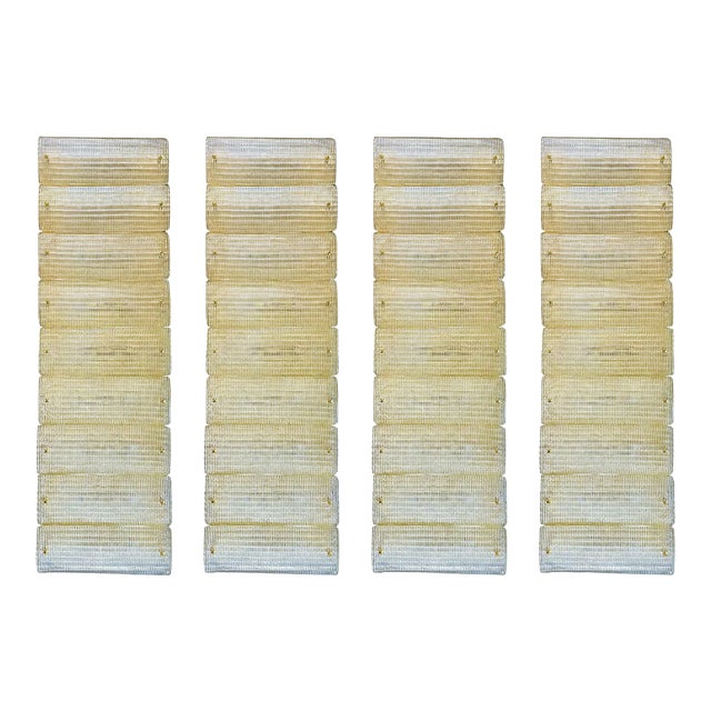 Contemporary Italian Luxury Brass Wall Sconce in Diamanted Murano Glass Flush Mount – Lot of 4 Pieces For Sale