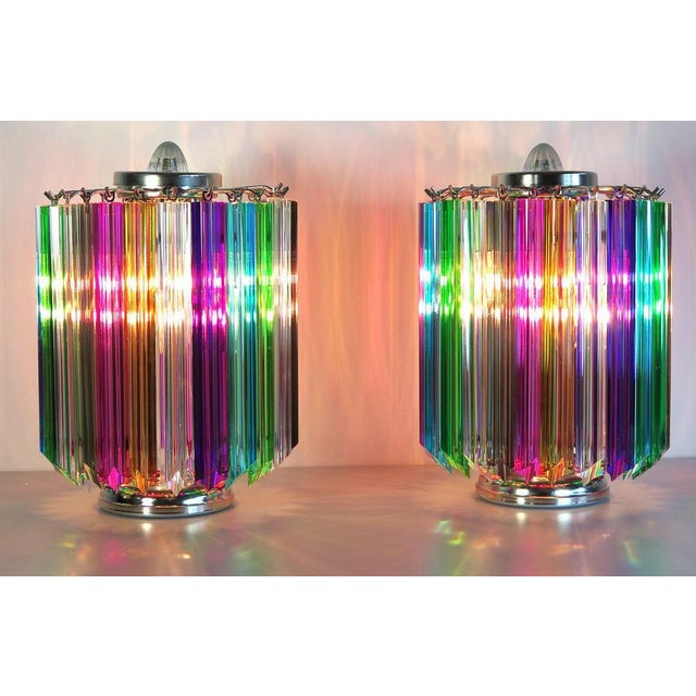1990s Multi-Colored Quadriedri Table Lamps, Murano, 1990s, Set of 2 For Sale - Image 5 of 9