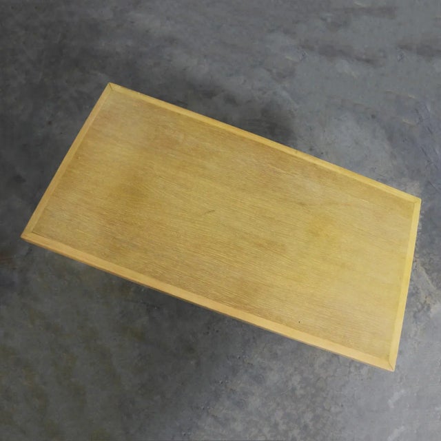 Mid Century Modern Blonde Oak Window Pane End Table and Coffee Table Pair For Sale - Image 9 of 13