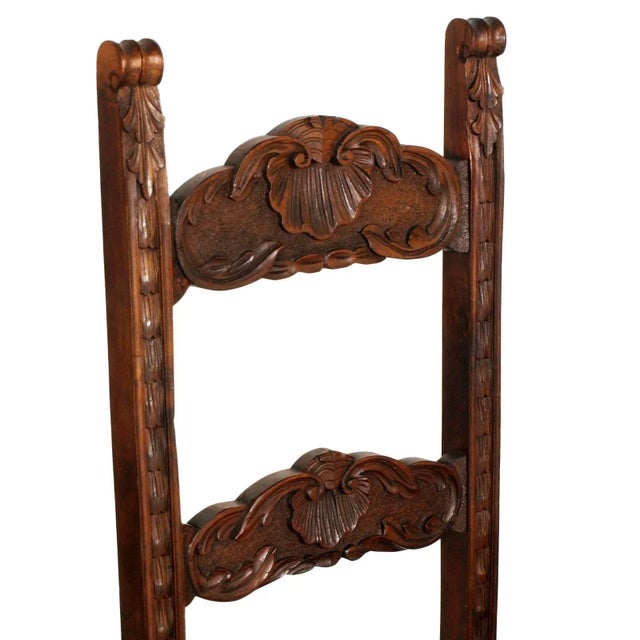 Wood Antique Renaissance Style Carved Walnut Chairs, Set of 6 For Sale - Image 7 of 10