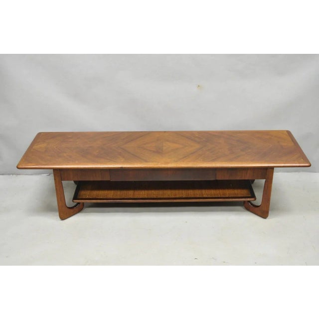 Vintage Mid Century Danish Modern Sculptural Walnut 1 Drawer Long Coffee Table For Sale - Image 15 of 15